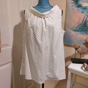 Talbots White Sleeveless Polka Dot Blouse